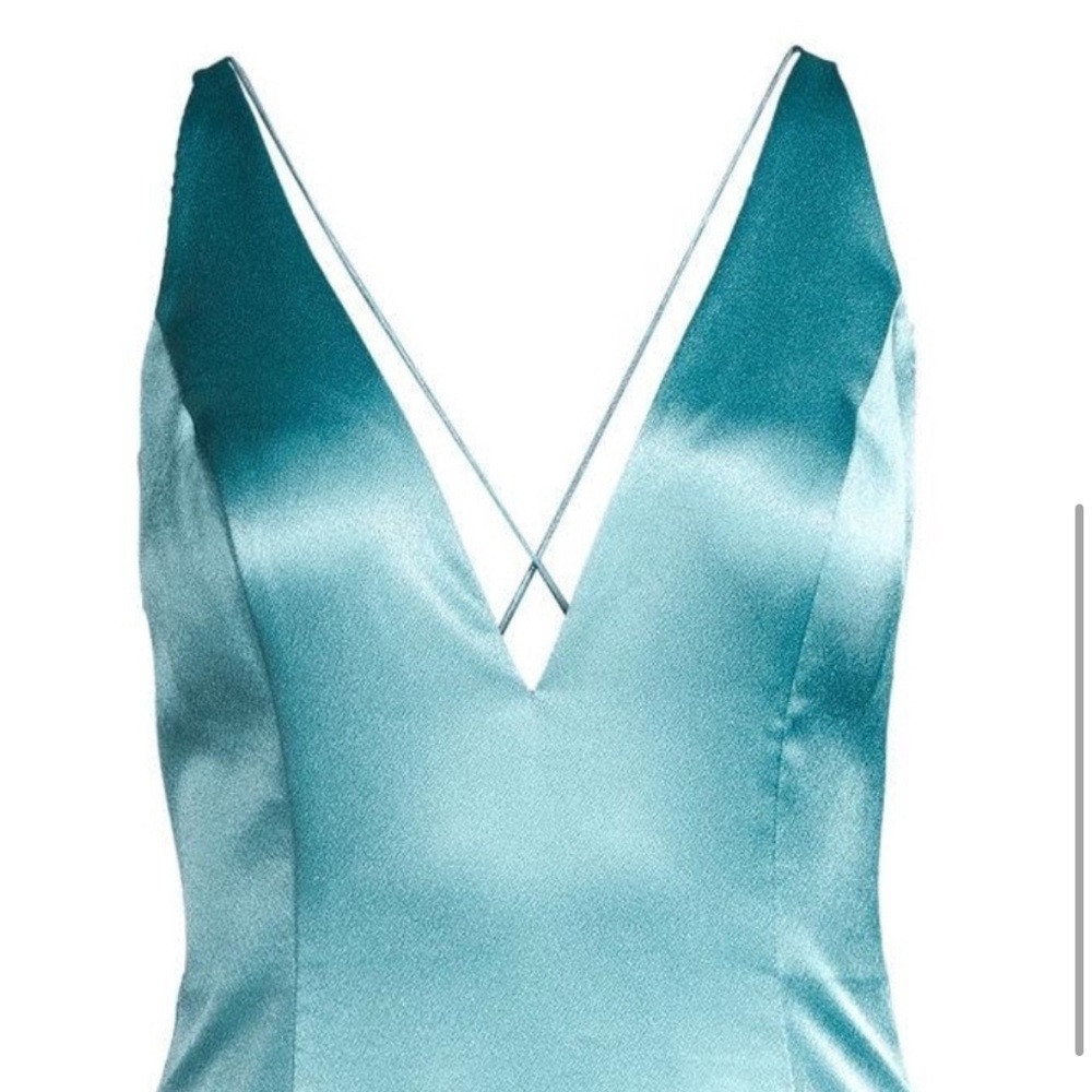 Aidan by Aidan Mattox Womens Blue Satin Evening Sheath Dress Gown size 6 - Picture 3 of 17